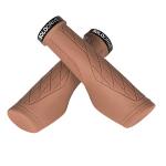 SOLODRIVE Ergonomic Design Bike Grips, Comfortable Bicycle Handlebar Grips, Single Lock-on Mountain Bike Grips, Non-Slip Handle Grips, Fit MTB, E-Bike, Hybrid, City Commuter Bikes, Scooter (Brown)