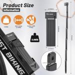 ICOCOPRO Folding Bike Lock, 3.28 FT Heavy Duty Bike Locks with Bracket & 3 Keys, High Security Anti Theft Bike Chian Lock for E Bike Scooter, MTB, Racing Bike, Motorcycle (Black)