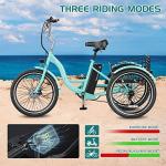 H&ZT 350W Electric Tricycle, 7-Speed E-Trike with 36V 10Ah Lithium Battery, UL Certified, 15MPH, 24"/26" 3-Wheel E-Bike for Adults with Rear Basket