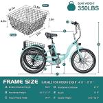 H&ZT 350W Electric Tricycle, 7-Speed E-Trike with 36V 10Ah Lithium Battery, UL Certified, 15MPH, 24"/26" 3-Wheel E-Bike for Adults with Rear Basket