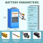 36V 8Ah Lithium Battery, 25A BMS for 100-600W Motors, w/ 2A Charger & XT60 Plug, Compatible with Jetson Bolt pro and Multiple Devices