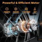 VELECTREC 1000w Peak Electric Bike for Adults,up 80 Miles Removable Battery Ebike, 26" UL Certified Electric Mountain E Bike Adult Electric Bicycles for Commute Beach Snow, Standard, Blues