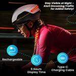 Favoto Smart Bike Helmet with Light – Dual Shell CPSC Certified Ebike Helmet with Turn Signals for Road Cycling City Commuting, Adjustable Fit for Adults Men Women, Blackwhite