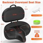 BLUEWIND Oversized Bike Seat with Backrest, Design for Electric Bike, High Memory Foam of Bicycle Seat Replacement for Tricycle for Men & Women (Black with Backrest)