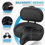 BLUEWIND Oversized Bike Seat with Backrest, Design for Electric Bike, High Memory Foam of Bicycle Seat Replacement for Tricycle for Men & Women (Black with Backrest)