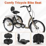 BLUEWIND Oversized Bike Seat with Backrest, Design for Electric Bike, High Memory Foam of Bicycle Seat Replacement for Tricycle for Men & Women (Black with Backrest)