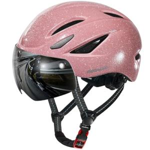 Odoland Adults Bike Helmet with Removable Magnetic Sun Visor, Adjustable Dial Fit Bicycle Cycling Helmet for Mountain Road Bike, Certified Lightweight MTB Ebike Helmet for Men Women, Shinning Pink