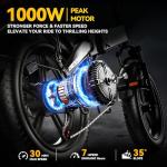 1000W Folding Electric Bike, 48V 15AH Large Removable Battery E Bike,30+MPH, 70 Miles Max Range, 20" Fat TireElectric Bike for Adults, Adult Electric Bicycles for CommuteBeach Snow