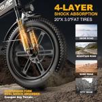 1000W Folding Electric Bike, 48V 15AH Large Removable Battery E Bike,30+MPH, 70 Miles Max Range, 20" Fat TireElectric Bike for Adults, Adult Electric Bicycles for CommuteBeach Snow