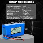 DYMOZYNE 48V Battery 20Ah Ebike Battery 48V Lithium Battery 20Ah Electric with 2A Charger, T-Plug to XT60 Connector and BMS for 200-800W Scooter and Electric Bicycles Motor (48v20ah(200-1000w))