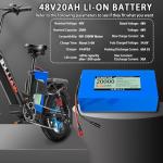 DYMOZYNE 48V Battery 20Ah Ebike Battery 48V Lithium Battery 20Ah Electric with 2A Charger, T-Plug to XT60 Connector and BMS for 200-800W Scooter and Electric Bicycles Motor (48v20ah(200-1000w))
