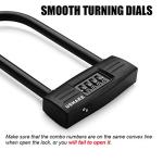 USHAKE Bike Combination U Lock, Heavy Duty Bike Combination U Lock Paddle Lock for Bicycle Electric Scooter Motorcycles Metal Fence Gate Anti Theft