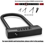 USHAKE Bike Combination U Lock, Heavy Duty Bike Combination U Lock Paddle Lock for Bicycle Electric Scooter Motorcycles Metal Fence Gate Anti Theft