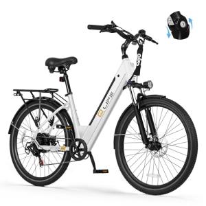 Qlife Cityone 2.0 Electric Bike for Adults,Up to 65Miles,28MPH,1200W Peak Motor 26" Ebike,499WH UL2849 Certified Battery Electric Commuter Bicycle with Front Suspension & 7-Speed Ebikes,W1