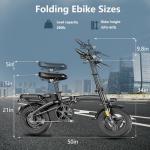 Folding Electric Bike for Adults, 500W Motor, 23MPH, 14" Mini Ebike | Pedal Assist | 30° Uphill | Shock Absorbers | 48V12AH Removable Battery | UL 2849 | Dual Disc Brake | 38 Miles PAS Range