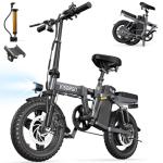 INSDRGN Electric Bike for Adults Peak 650W, 20 MPH Folding E Bike, 48V Removable Li Battery Ebike, Top 45 Miles PAS Range, 14" Fat Tire Bikes, with USB Charging Phone Holder, UL2849 Certified, Grey