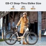 Funhang Electric Bike for Adults, 1000W Peak Ebike, 21.7MPH 50Miles City Cruiser Ebikes, 26" Step Thru Electric Bicycle with 48V Removable Battery, Adjustable Stem, Rear Rack,7 Speed, UL2849 Certified