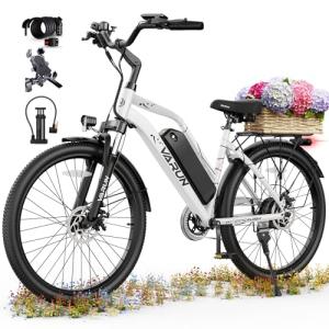 VARUN Electric Bike - 500W Electric Bicycle Up to 40Miles, 48V Removable Lithium Battery, Shock Absorber, 7-Speed and Dual Disc Brakes,Stylish 26" Cruiser E-Bike Suitable for Commuting