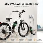 VARUN Electric Bike - 500W Electric Bicycle Up to 40Miles, 48V Removable Lithium Battery, Shock Absorber, 7-Speed and Dual Disc Brakes,Stylish 26" Cruiser E-Bike Suitable for Commuting