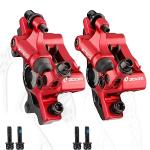 Zoom Hydraulic Disc Brake Calipers: HB-100 MTB Bike Brake Caliper Front + Rear Set for Mountain, Road Bicycle and E-Bike (Red)