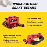 Zoom Hydraulic Disc Brake Calipers: HB-100 MTB Bike Brake Caliper Front + Rear Set for Mountain, Road Bicycle and E-Bike (Red)