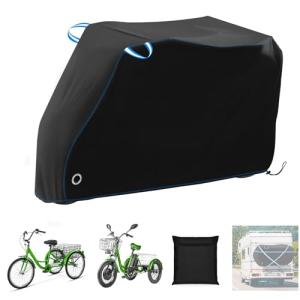 SIRUITON Adult Electric Tricycle Cover for Transport 26-29 inch 3 Wheel Bicycle Covers Heavy Duty 420D Oxford Strong UV Protection & Windproof, Waterproof Trike Bike Covers