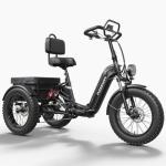 Full Suspension Electric Tricycle for Adults 960W, 20" Fat Tire Wide Seat Electric Trike with Reverse, 48V 720Wh Battery 75 Miles 25MPH Cargo Tricycle with Torque Sensor, Large Basket, Turn Signal
