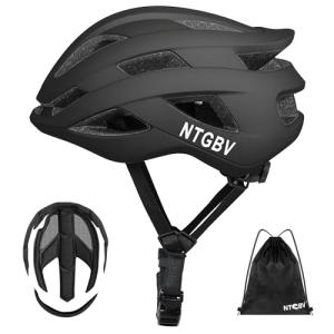 NTGBV Adult Bike Helmet for Men/Women with Helmet Bag 2 Removable Moisture-Wicking Liners Adjustable Dial Comfort Fit Lightweight Shockproof CPSC 1203 Safety Certified for Road-Ready/Urban-Commute/MTB