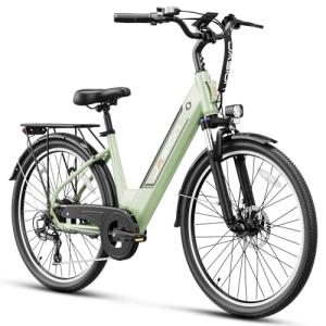 Jasion Roamer ST Electric Bike for Adults, 1200W Peak Motor Max 62miles & 28MPH City Cruiser Ebike,26'' Commuter Ebike, 528WH Removable Battery,7-Speed Electric Bicycles, Front Suspension Bicycles