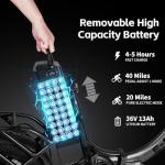 AIWARGOD Electric Bike for Adults, 750W Long Range Foldable Ebike with One/Dual Removable Battery, 40-120 Mile/25-30MPH, 20"/16“ Fat Tire Electric Bicycle (16" Small Folding Ebike, Black-01)