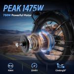 Wooken Electric Bike 26" x 4.0 Fat Tire Electric Bike,Peak 1500W Motor EBike for Adults with 48V 720WH Removable Battery, Up to 60Miles Ebikes,7 Speed,SGS Certified to UL2849