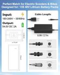 54.6V 2A Ebike Battery Charger for 48V Lithium Batteries,48V Ebike Battery Charger Compatible with Lectric XP 3.0/2.0,Heybike Mars/Mars 2.0/Race Max/Sola,Evercross H5/H7 Electric Bike