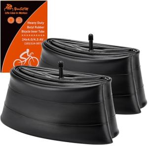 YUNSCM 2-PCS 24 X 4.0 Heavy Duty E-Bike Tire Tubes 24x4.0/4.5 AV32mm Schrader Valve (102/114-507) Inner Tubes Compatible with 24x4.0 24x4.10 24x4.25 24x4.3 24x4.50 Electric Bike Bicycle Fat Tire Tubes