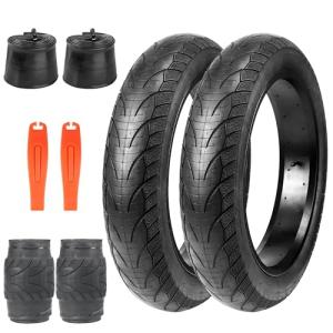 BALINGE E Bike Fat tire 20 x 4 2 Pack Heavy Duty High-Performance Wear-Resistant E-Bike Mountain Snow Bike Tire ，Fat Bike Tires，20x4.0 Fat tire，Black，2 Tires 2 Tubes 2 levers