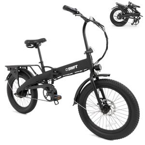 SWFT F.X Electric Folding Fat Tire Bike for Adults- 25 Mile Max Range, 20mph Speed, 20” All Terrain Tires, 3 Level Pedal Assist, LED Display, EBike