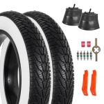 RUHUO 2-Pack 20x4.0 Fat Bike Tire, 20 Inch Mountain Bike Tires & Tubes Set, Folding Replacement Bicycle Tires with Tire Levers for Off-Road Bike, Ebike (Black & White)