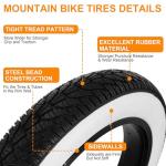 RUHUO 2-Pack 20x4.0 Fat Bike Tire, 20 Inch Mountain Bike Tires & Tubes Set, Folding Replacement Bicycle Tires with Tire Levers for Off-Road Bike, Ebike (Black & White)