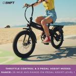 SWFT F.X Electric Folding Fat Tire Bike for Adults- 25 Mile Max Range, 20mph Speed, 20” All Terrain Tires, 3 Level Pedal Assist, LED Display, EBike