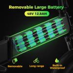 Aipas F3 Electric Bike for Adults with 1500W Motor Peak, 48V 12.8Ah Removable Battery Max 62 Miles 28MPH,20" x 3.0 Fat Tire Folding Electric Bike with 7-Speed and Full Suspension.