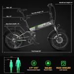 Aipas F3 Electric Bike for Adults with 1500W Motor Peak, 48V 12.8Ah Removable Battery Max 62 Miles 28MPH,20" x 3.0 Fat Tire Folding Electric Bike with 7-Speed and Full Suspension.