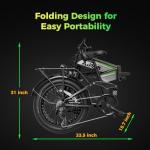 Aipas F3 Electric Bike for Adults with 1500W Motor Peak, 48V 12.8Ah Removable Battery Max 62 Miles 28MPH,20" x 3.0 Fat Tire Folding Electric Bike with 7-Speed and Full Suspension.