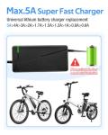 54.6V 3A / 5A Super Fast Charger for 48V Lithium Battery,No Adapter,7 Types of Plugs to Choose from,More Secure.Compatible with Most Plugs. with Cooling System (DC5.5x2.1mm plug-5A)