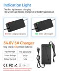 54.6V 3A / 5A Super Fast Charger for 48V Lithium Battery,No Adapter,7 Types of Plugs to Choose from,More Secure.Compatible with Most Plugs. with Cooling System (DC5.5x2.1mm plug-5A)