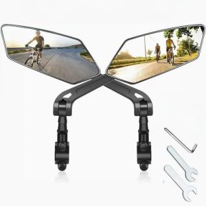 1 Pair Bike Mirror, Bike Mirrors Handlebar Mount View, Adjuatable Wide Angle RearView Mirror, 360° Adjustable Bicycle Rear View Mirror Accessories for Ebike Mountain Road Bike (Black)