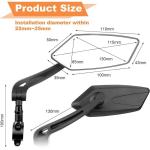 1 Pair Bike Mirror, Bike Mirrors Handlebar Mount View, Adjuatable Wide Angle RearView Mirror, 360° Adjustable Bicycle Rear View Mirror Accessories for Ebike Mountain Road Bike (Black)