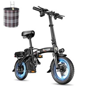 DTTZH Foldable Ebike for Adults - 750W Folding Electric Bike, 14" Commuter Adult Electric Bicycles, 500W Motor 20MPH E Bike, 48V 10Ah Removable Battery UL 2849 Certified, 40 Miles Pas Range (Black)