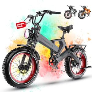 1000W(Peak 2000W)Folding Electric Bike for Adults,35MPH 100Mile,48V 25Ah Removable Battery,20" x 4.0 Fat Tire Foldable Electric Bicycle,8-Speed Electric Mountain E-Bike,Commuter Ebikes All Terrain