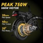 DTTZH Foldable Ebike for Adults - 750W Folding Electric Bike, 14" Commuter Adult Electric Bicycles, 500W Motor 20MPH E Bike, 48V 10Ah Removable Battery UL 2849 Certified, 40 Miles Pas Range (Black)