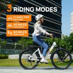 URLIFE Electric Bike for Adults 26" Step-Through, Electric Commuter Bikes with 48V10.4Ah Removable Battery, 750W Peak Motor, Electric Cruiser Bike with 60-Mile Max & 20MPH, Front Suspension &7-Speed