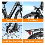 URLIFE Electric Bike for Adults 26" Step-Through, Electric Commuter Bikes with 48V10.4Ah Removable Battery, 750W Peak Motor, Electric Cruiser Bike with 60-Mile Max & 20MPH, Front Suspension &7-Speed